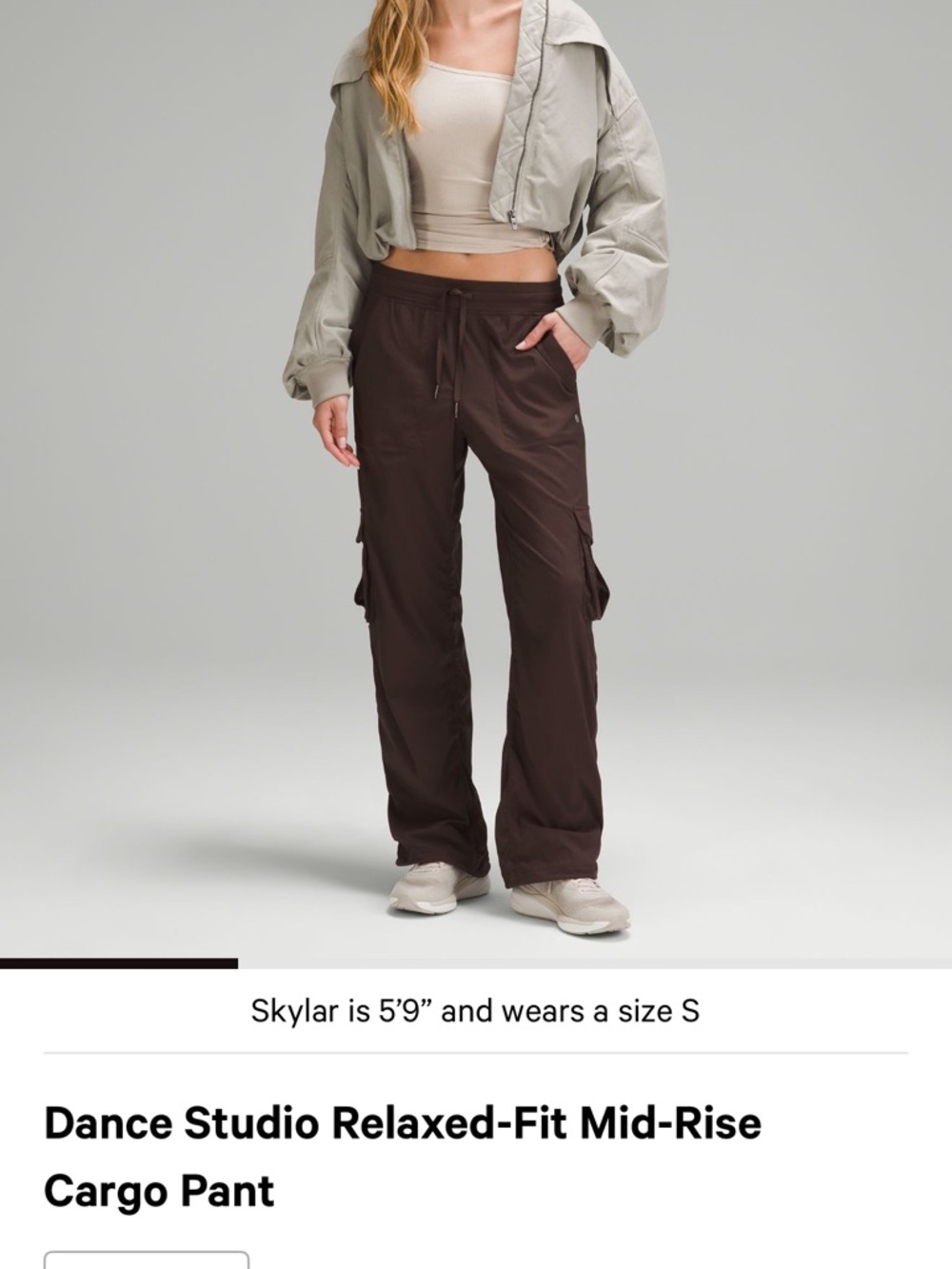 Lululemon Dance Studio Relaxed fit Mid-Rise Espresso Cargo Jogger Pants Sz M